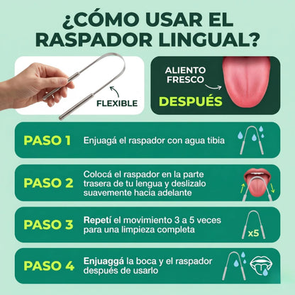Raspador Limpiador Lengua Limpieza Lingual Facil Acero Inoxidable